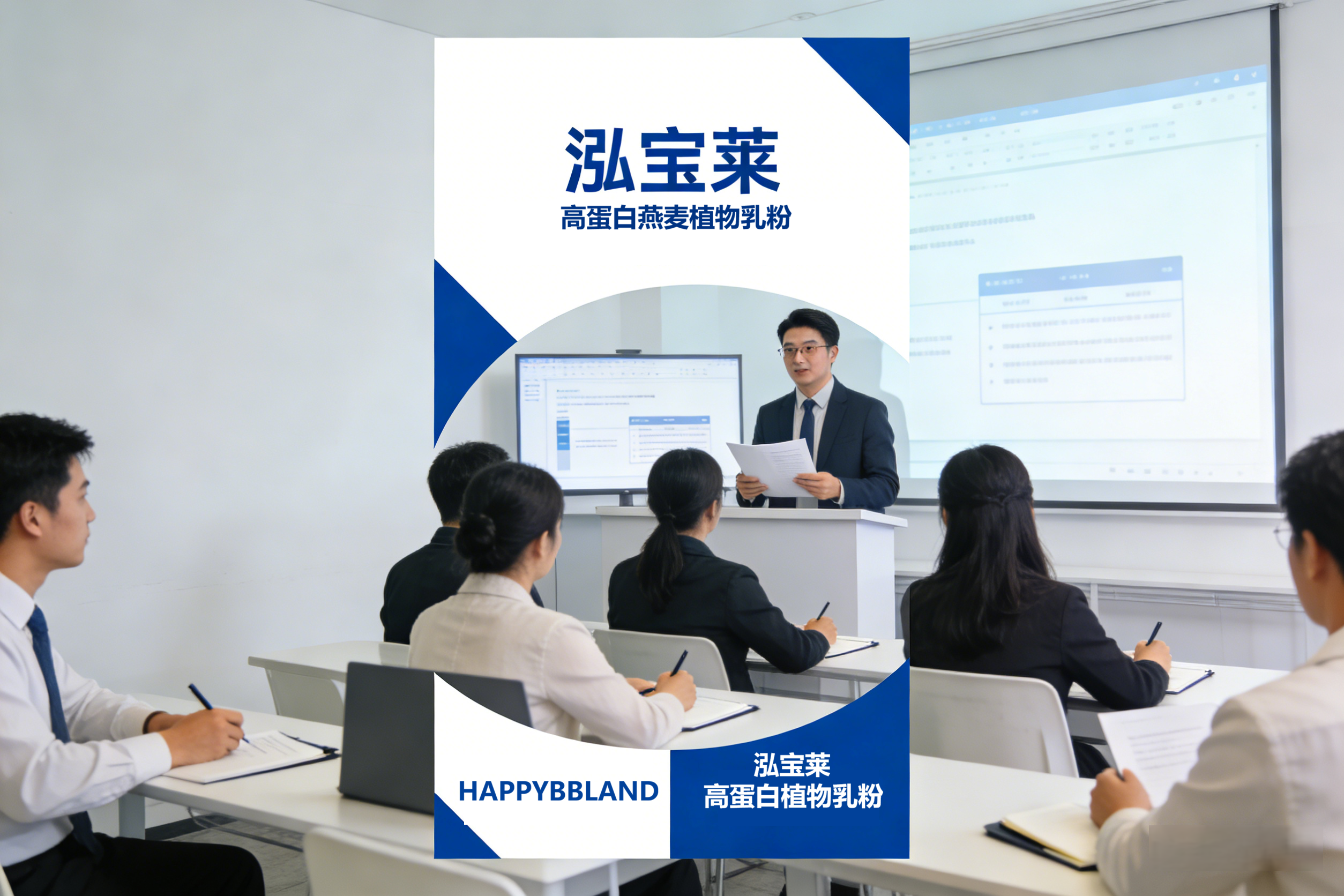 品牌创始人团队合影，穿着商务正装，站在现代化办公室环境中，背景为绿色植物装饰，营造温馨自然氛围